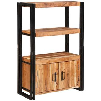 vidaXL Estante De Libros Con Puertas Madera Maciza De Acacia Y Metal Vidaxl