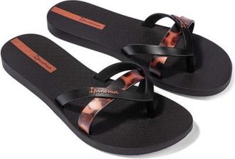 Ipanema Kirei Chic Flip Flop in Black/Brown Tile at Nordstrom, Size 5