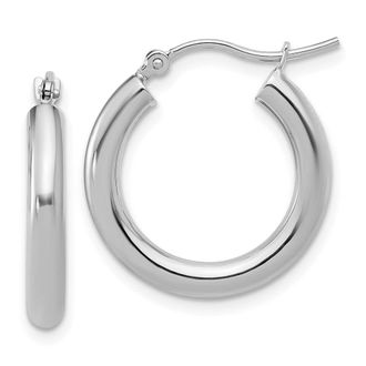 Diamond2Deal 14K White Gold Polished Round Shape Hoop Earrings