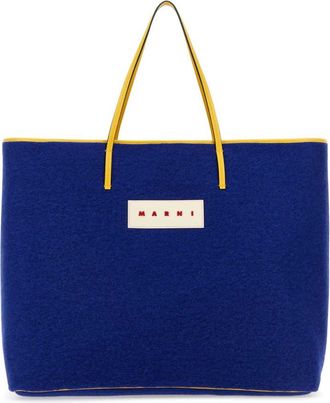 Marni Blue felt medium Janus shopping bag