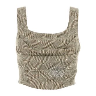 Giuseppe Di Morabito Sleeveless Tops, female, Beige, Size: M Embroidered Cotton Blend Bodice