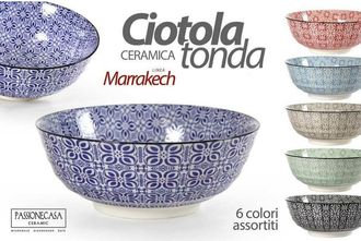 Trade Shop Trade Shop - Cuenco Redondo De Cer&aacute;mica Decorado Multiusos Marracash 18x18x7cm 6 Colores 771606