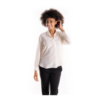 Marella Zijden Cr&ecirc;pe de Chine Overhemd Cr&egrave;me - Dames - Blouses & Shirts - Beige - Maat: L Zijde