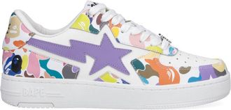 A Bathing Ape White Multicolor Camouflage Low-Top Star Sneakers