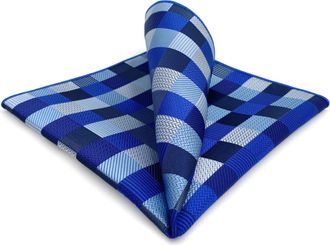 Shlax & Wing shlax&wing Mens Handkerchief 32cm 12.6 Checkered Blue Navy