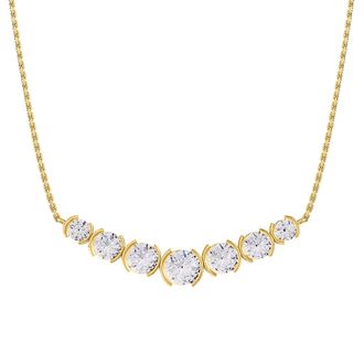 Diamond2Deal 14k Yellow Gold 2.8 Ct Round Lab Grown Diamond Pendant Necklace 18 Chain VVS-VS, E-F