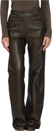 Ibana Pandy Leren Broek - Dames - Broeken - Bruin - Maat: XL Leer