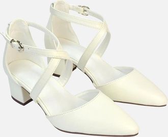 XY London Womens XY London Womens/Ladies Cynthia Medium Block Heel Court Shoes - White - Size: 6
