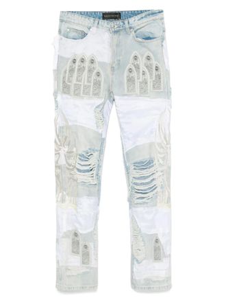 Who Decides War by Ev Bravado Organza jeans met vleugels - Blauw