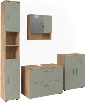 Vicco Conjunto De Muebles De Ba&ntilde;o Irma, Verde Salvia, 4 Partes, Vicco