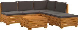 vidaXL 6 Uds. Conjunto De Sof&aacute;s De Exterior Madera De Acacia S&oacute;lida Vidaxl