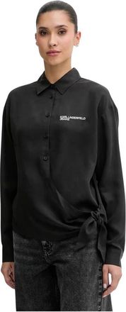 Karl Lagerfeld Geknoopte Blouse - Dames - Overhemden - Zwart - XS - Overhemden