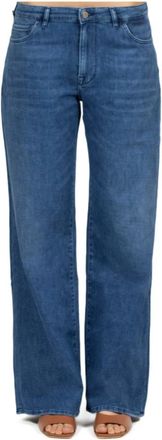 3x1 Wijde Pijpen Denim Broek - Dames - Regular Fit Jeans - Blauw - W28 - Denim - Jeans