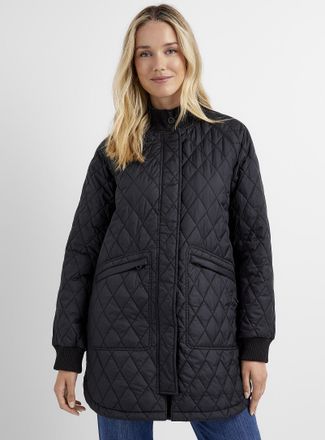 Lole Womens Ribbed-collar quilted diamond puffer jacket