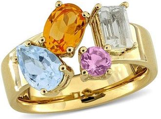 Rina Limor Silver 2.55 Ct. Tw. Topaz & Madeira Citrine & Green Quartz & Amethyst Ring