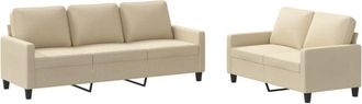 vidaXL Vidaxl - Juego De Sof&aacute;s Con Cojines 2 Piezas Tela Crema
