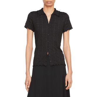Vince Puckered Button-Up Shirt in Black at Nordstrom Rack, Size Medium