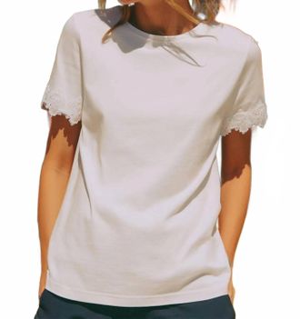 Vilagallo Crochet Sleeve Top In White