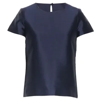 J.crew J CREW COLLECTION navy blue cap sleeves round neckline a-line shirt top US00 XS