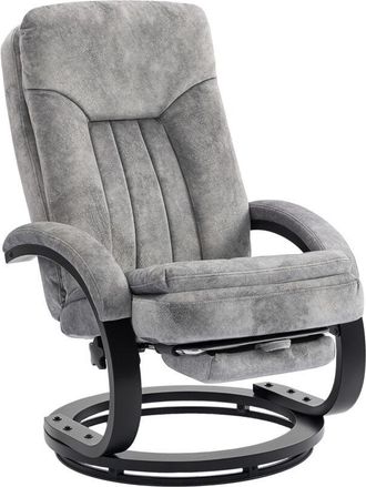HOMCOM Manual Recliner Armchair with Footrest, Wooden Base, Grey