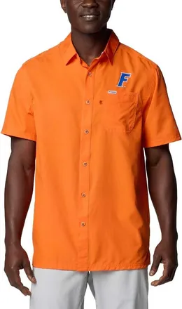 Columbia Mens Columbia Orange Florida Gators PFG Slack Tide Omni-Shade Button-Up Camp Shirt at Nordstrom, Size Xx-Large