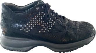 Hogan Black Lace Interactive Crystal H Sneakers Size 39