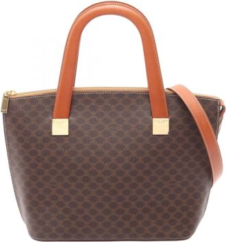 Celine Brown Coated Canvas Leather Handbag Tote Bag (Pre-Owned)