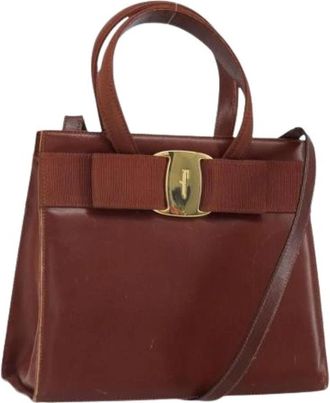 Ferragamo Pre-owned Leather Handbag - Dames - Vintage Handtas - Bruin - ONE Size - Leer - Vintage