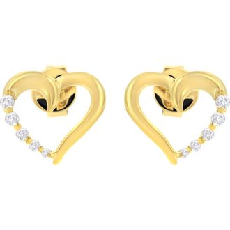 House of Brilliance 14K Yellow Gold 1/8 Ct Diamond Journey Heart Hoop Earrings at Nordstrom