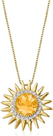 Ross-Simons Citrine and. Diamond Sun Pendant Necklace in 18kt Gold Over Sterling