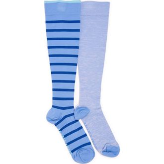 Muk Luks Nylon Blend Compression Socks 2 Pair Pack Wide Size in Blue at Nordstrom