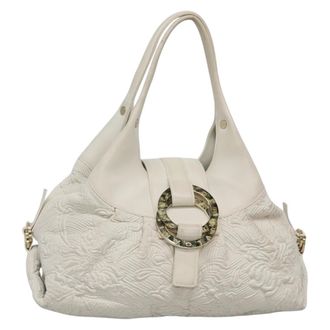 Bulgari Chandra Hobo Leather White Leather Handbag (Pre-Owned)