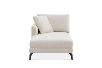 Castlery Lena Left Chaise Sofa Customized, Cream Performance Classic Twill, Matte Black Legs, Spill Resistant, Removable Covers for Sofas