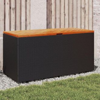 vidaXL Contenitore Giardino Nero 110x50x54cm Polyrattan e Legno Acacia - Vidaxl