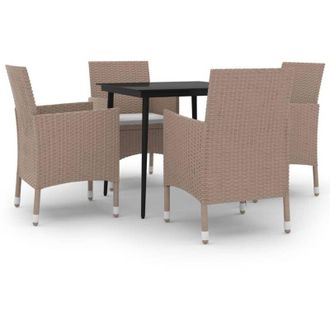 vidaXL Set Comedor De Jard&iacute;n 5 Pzas Y Cojines Rat&aacute;n Sint&eacute;tico Y Vidrio Vidaxl