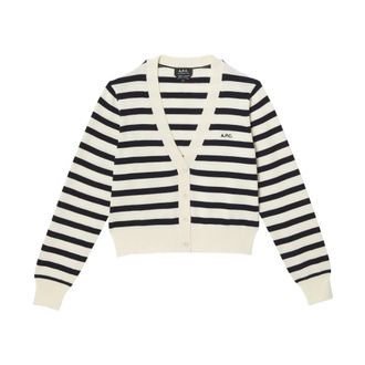 A.P.C. A.p.c., Truien & Vesten, Dames, Veelkleurig, L, Katoen, Gestreepte Katoenen Vest