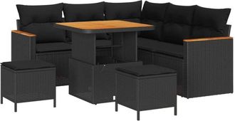 vidaXL Garden Sofa Set with Cushion 8 pcs Black Poly rattan vidaXL