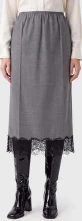 Semicouture Gonna midi a tubino Becka in misto lana con inserti in pizzo