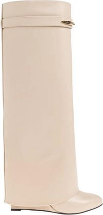 Givenchy Shark Lock Over-knee Laarzen - Dames - Over de knie laarzen - Beige - 37 EU - Leer - Schoenen