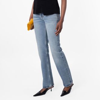 Saint Laurent Sicily Blue Denim Nico Low-Rise Jeans, Waist Size 26
