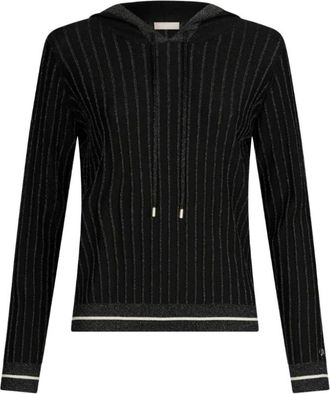 Liu Jo Truien & Vesten, Dames, Zwart, XL, Lurex Gebreide Trui met Capuchon