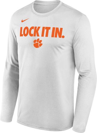 Nike Clemson 2026 On-Court Bench Nike Mens Dri-FIT College Long-Sleeve T-Shirt in White | M22284P870CLEM-WHT