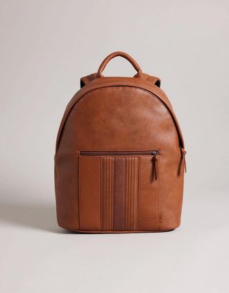 Ted Baker Mens Striped Laptop Backpack with Embossed Logo - Brown - Size: ONE size