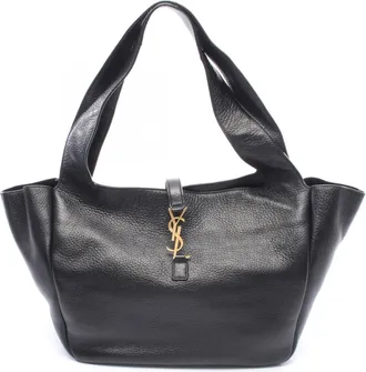 Saint Laurent Black Leather Handbag Tote Bag (Pre-Owned)
