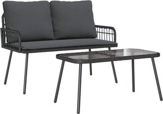 vidaXL Vidaxl - Conjunto De Comedor De Jard&iacute;n 2 Pcs Negro Rat&aacute;n Sint&eacute;tico