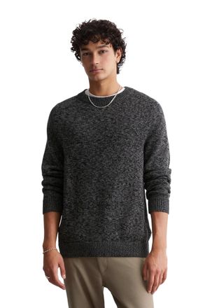 Marc O'Polo Denim Rundhalspullover MARC OPOLO DENIM, Herren, Gr. S, grau (dunkelgrau), Strick, Obermaterial: 100% Baumwolle, meliert, relaxed fit, Rundhals, Rippb&uuml;ndche