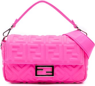 Fendi Pre-owned Womens Baguette Shoulder Bag - Dusty Pink Textile - One Size