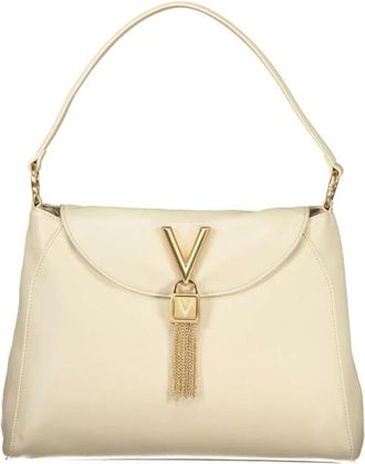 Valentino Tassen, Dames, Beige, ONE Size, Polyethyleen Handtas met Textuurafwerking