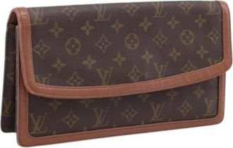 Louis Vuitton Pre-owned Monogram Canvas Clutch - Dames - Vintage Clutch - Bruin - ONE Size - Leer - Vintage