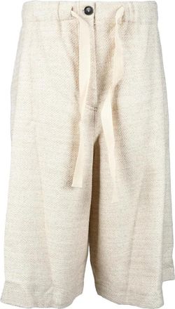 Semicouture Relaxed Fit Cropped Trousers with Drawstring Waistband